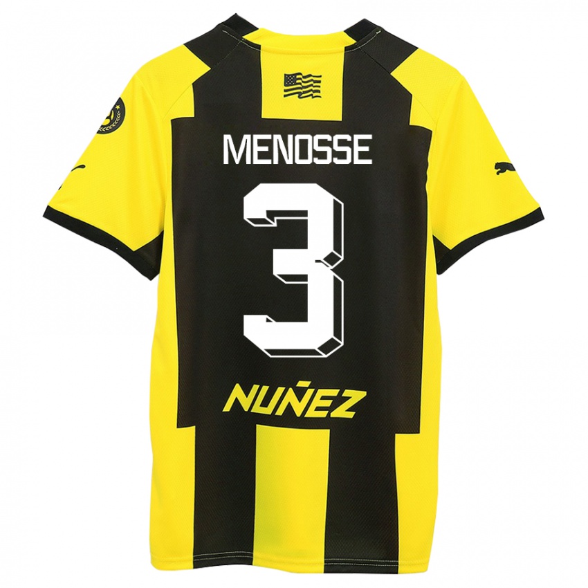 Gyermek Hernán Menosse #3 Sárga Fekete Hazai Jersey 2023/24 Mez Póló Ing