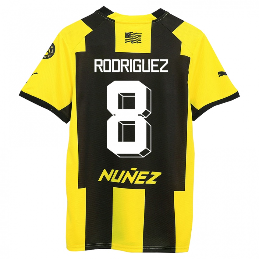 Gyermek Sebastián Rodríguez #8 Sárga Fekete Hazai Jersey 2023/24 Mez Póló Ing