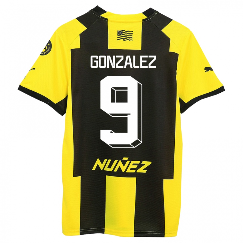 Gyermek Franco González #9 Sárga Fekete Hazai Jersey 2023/24 Mez Póló Ing