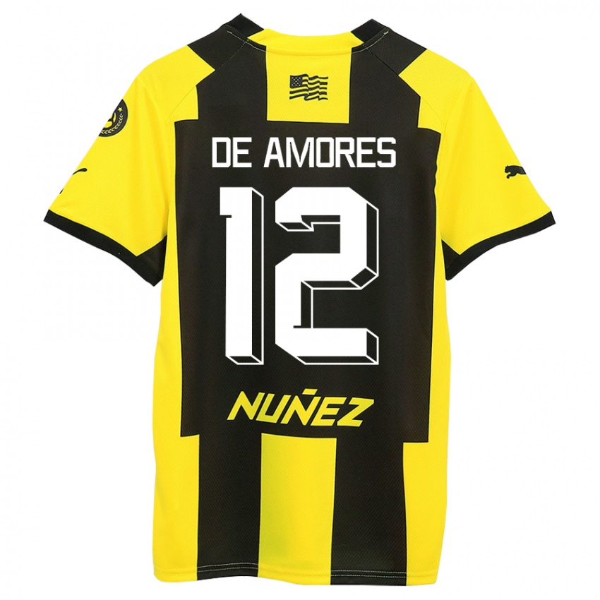 Gyermek Guillermo De Amores #12 Sárga Fekete Hazai Jersey 2023/24 Mez Póló Ing