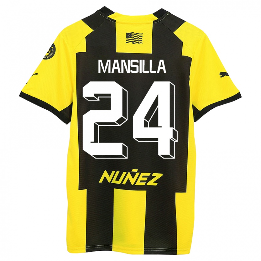 Gyermek Brian Mansilla #24 Sárga Fekete Hazai Jersey 2023/24 Mez Póló Ing