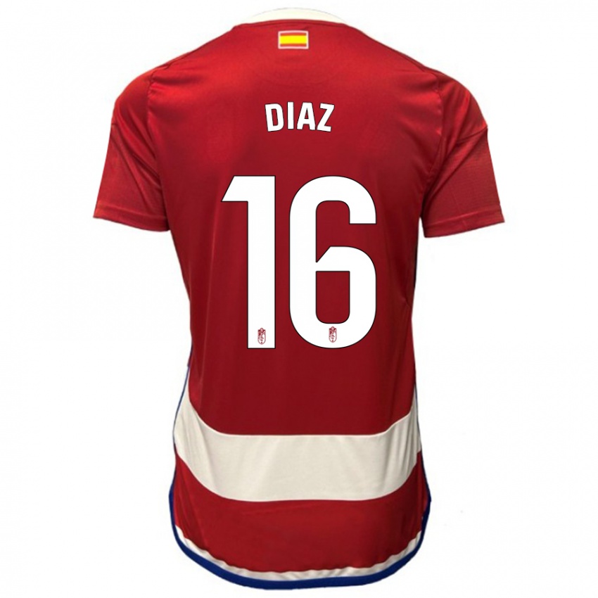 Gyermek Víctor Díaz #16 Piros Hazai Jersey 2023/24 Mez Póló Ing