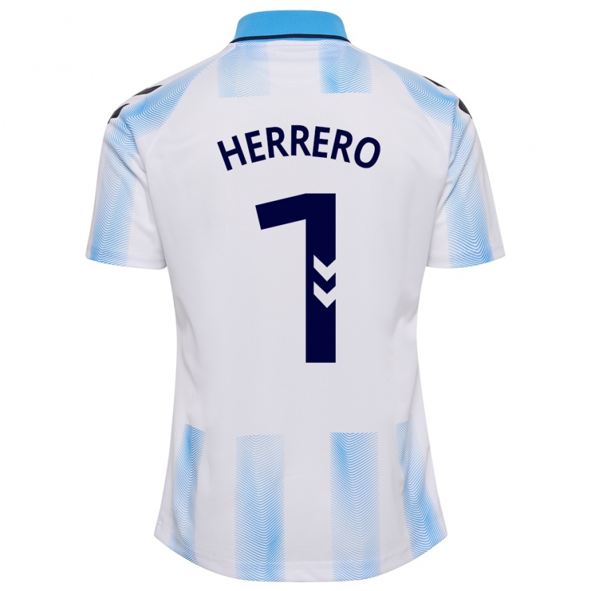 Gyermek Alfonso Herrero #1 Fehér Kék Hazai Jersey 2023/24 Mez Póló Ing