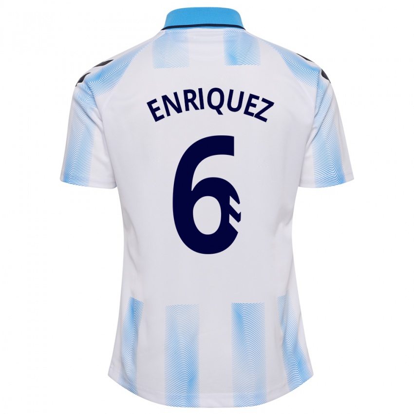 Gyermek Ramón Enríquez #6 Fehér Kék Hazai Jersey 2023/24 Mez Póló Ing