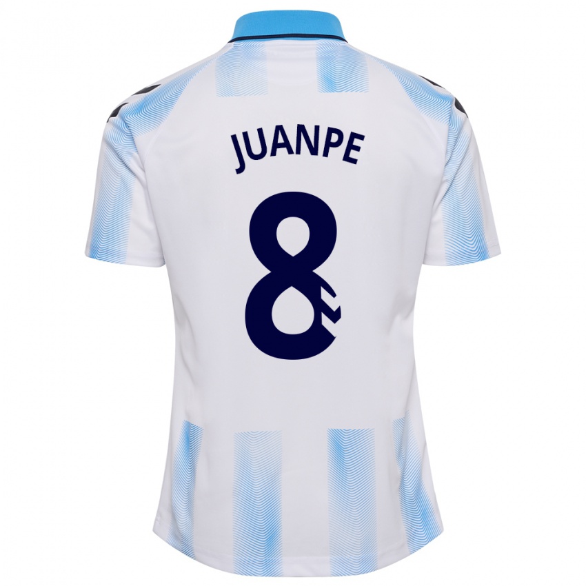 Gyermek Juanpe #8 Fehér Kék Hazai Jersey 2023/24 Mez Póló Ing