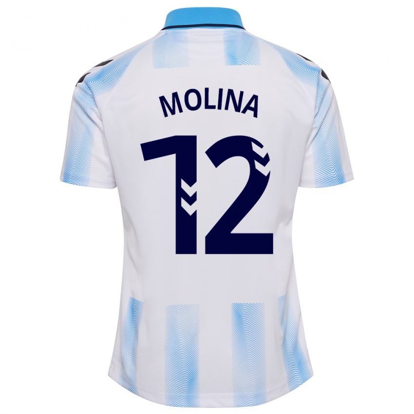 Gyermek Manu Molina #12 Fehér Kék Hazai Jersey 2023/24 Mez Póló Ing