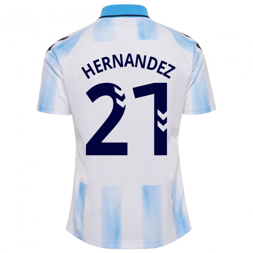 Gyermek Juan Hernández #21 Fehér Kék Hazai Jersey 2023/24 Mez Póló Ing