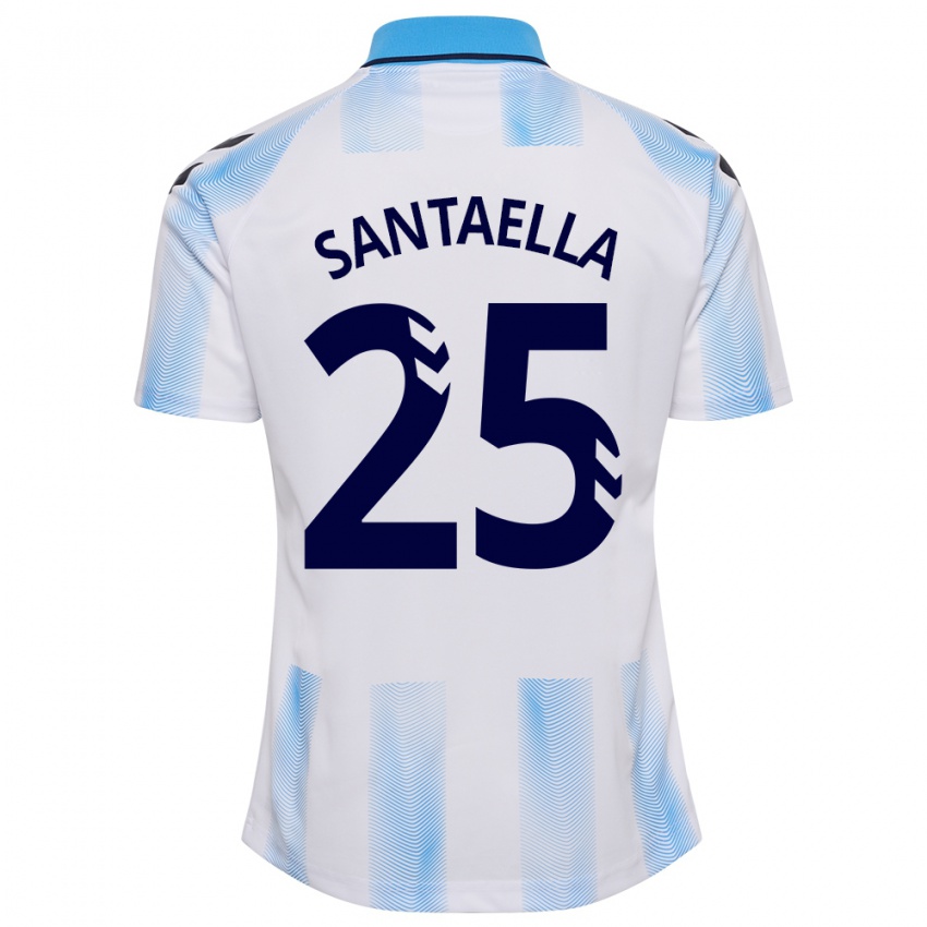 Gyermek Miguel Ángel Santaella #25 Fehér Kék Hazai Jersey 2023/24 Mez Póló Ing