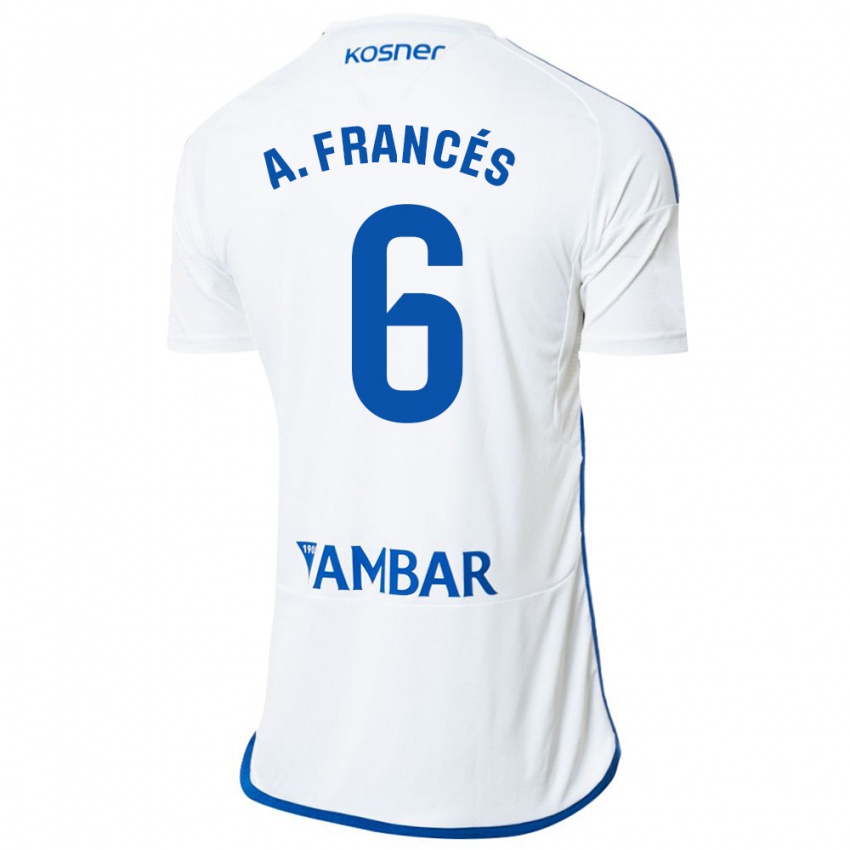 Gyermek Alejandro Francés #6 Fehér Hazai Jersey 2023/24 Mez Póló Ing