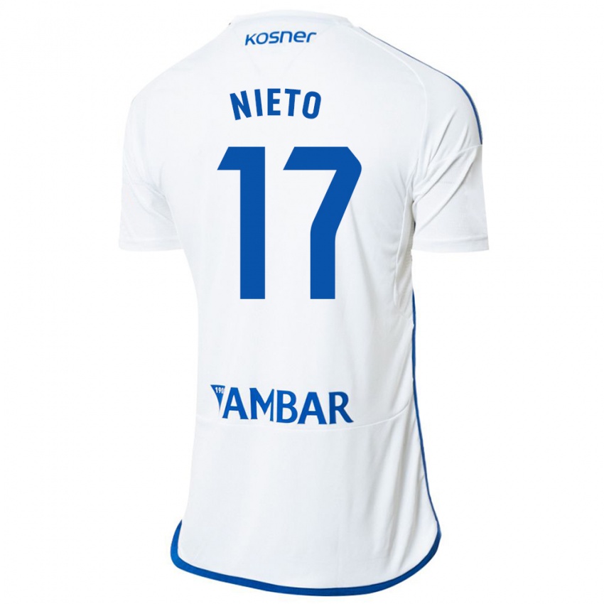 Gyermek Carlos Nieto #17 Fehér Hazai Jersey 2023/24 Mez Póló Ing