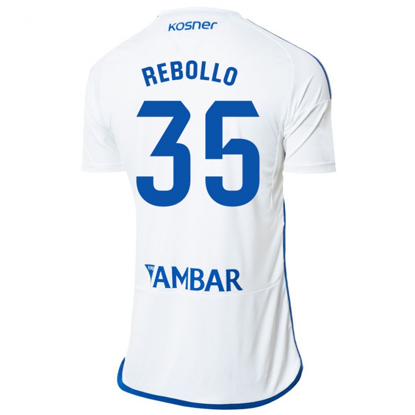 Gyermek Dani Rebollo #35 Fehér Hazai Jersey 2023/24 Mez Póló Ing