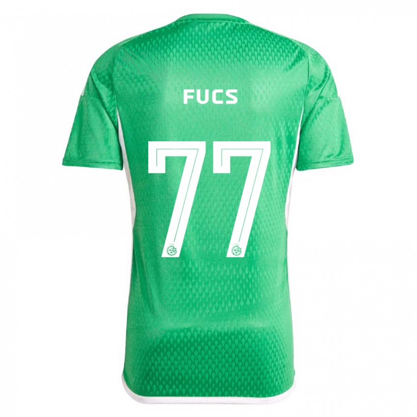 Gyermek Roee Fucs #77 Fehér Kék Hazai Jersey 2023/24 Mez Póló Ing