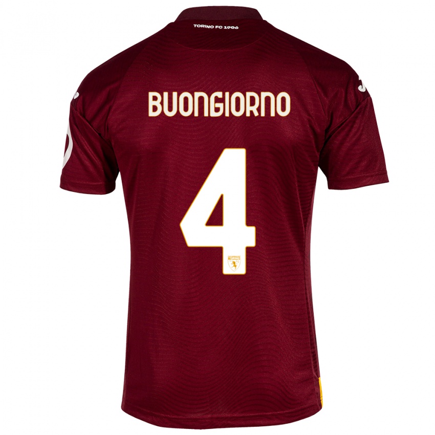 Gyermek Alessandro Buongiorno #4 Sötét Vörös Hazai Jersey 2023/24 Mez Póló Ing