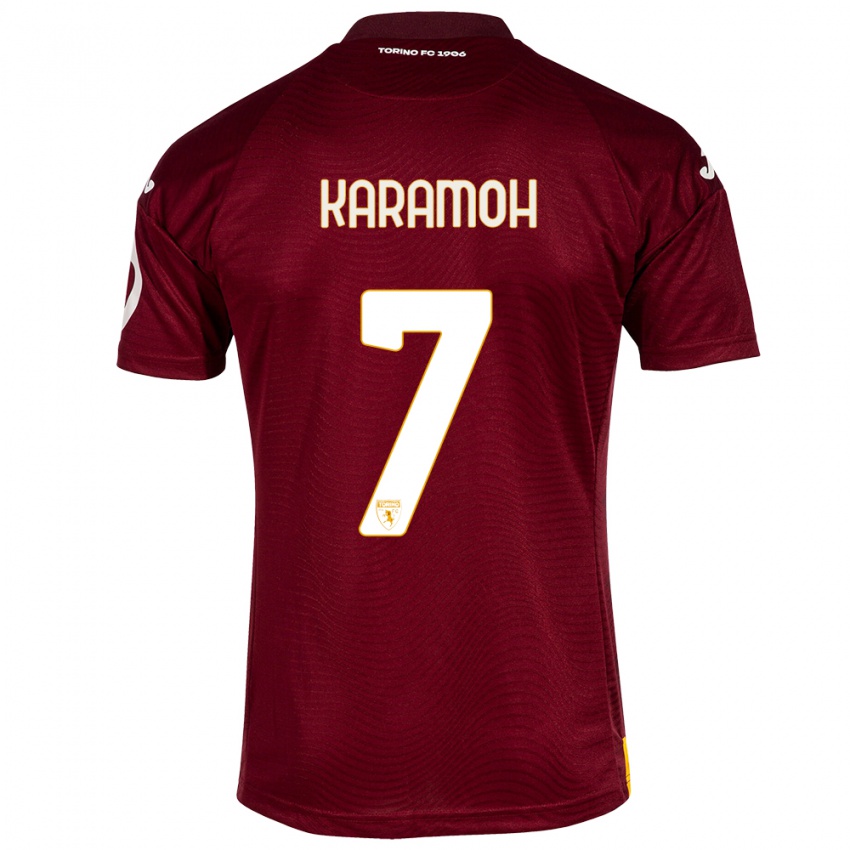 Gyermek Yann Karamoh #7 Sötét Vörös Hazai Jersey 2023/24 Mez Póló Ing