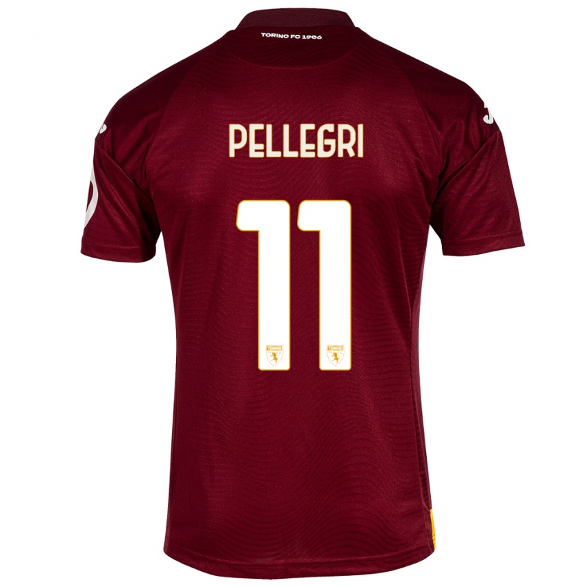 Gyermek Pietro Pellegri #11 Sötét Vörös Hazai Jersey 2023/24 Mez Póló Ing