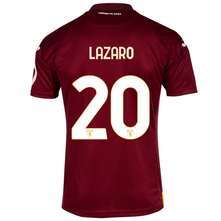 Gyermek Valentino Lazaro #20 Sötét Vörös Hazai Jersey 2023/24 Mez Póló Ing