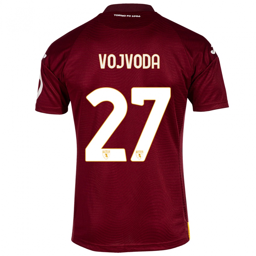 Gyermek Mërgim Vojvoda #27 Sötét Vörös Hazai Jersey 2023/24 Mez Póló Ing