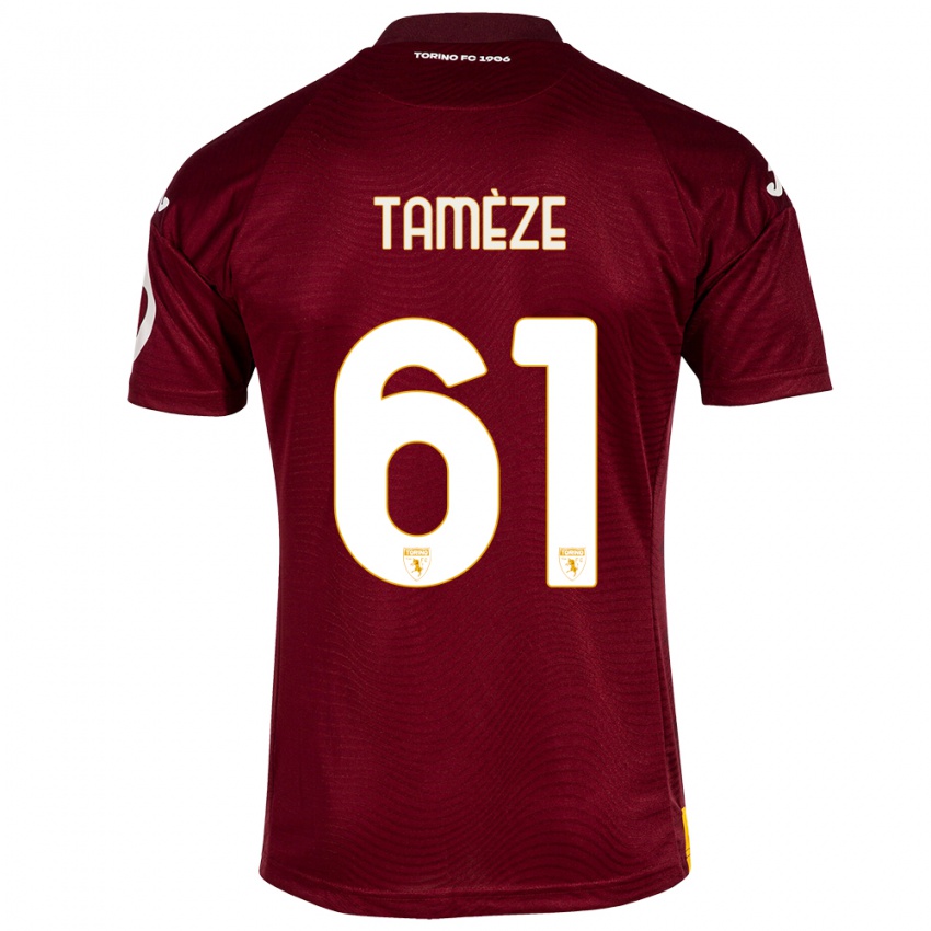 Gyermek Adrien Tamèze #61 Sötét Vörös Hazai Jersey 2023/24 Mez Póló Ing