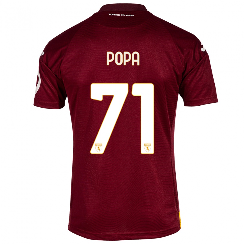 Gyermek Mihai Popa #71 Sötét Vörös Hazai Jersey 2023/24 Mez Póló Ing