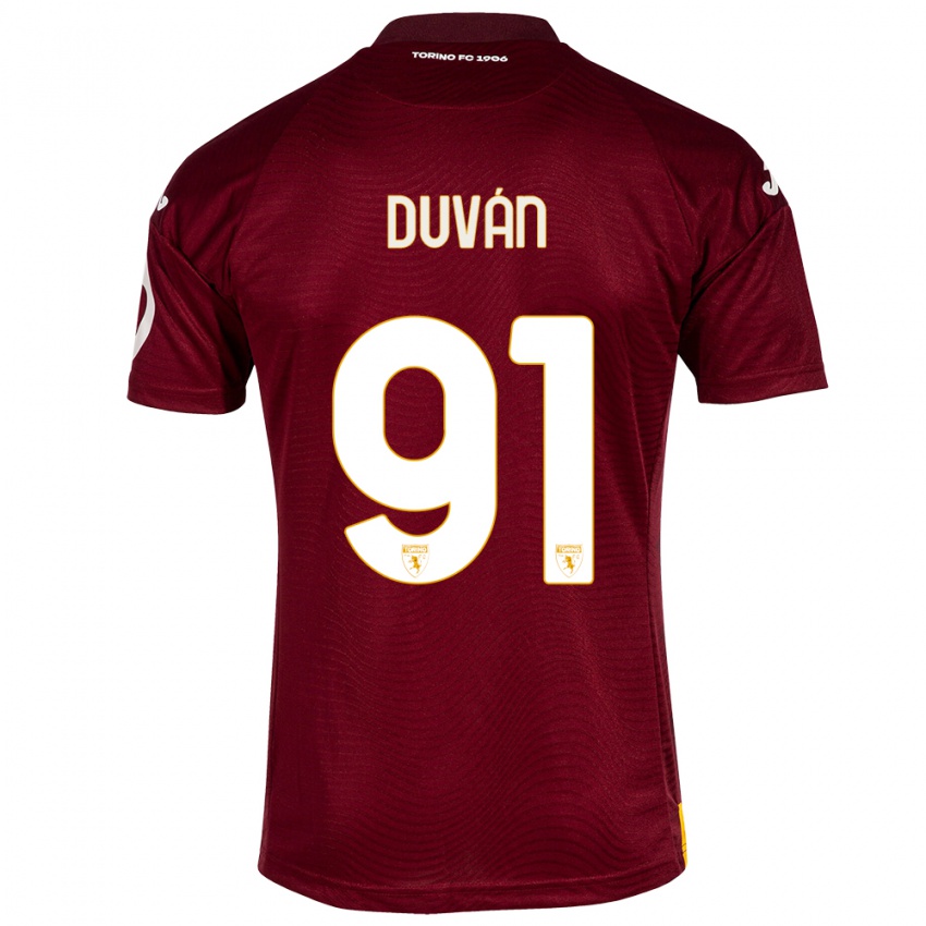 Gyermek Duván Zapata #91 Sötét Vörös Hazai Jersey 2023/24 Mez Póló Ing