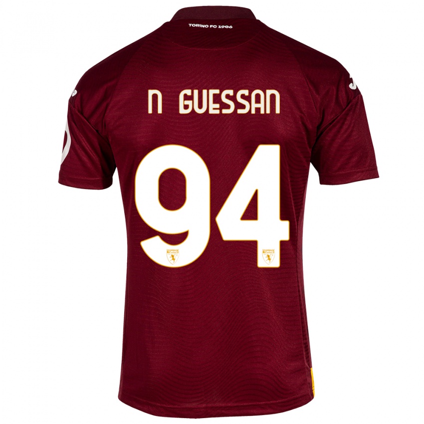 Gyermek Ange Caumenan N'guessan #94 Sötét Vörös Hazai Jersey 2023/24 Mez Póló Ing