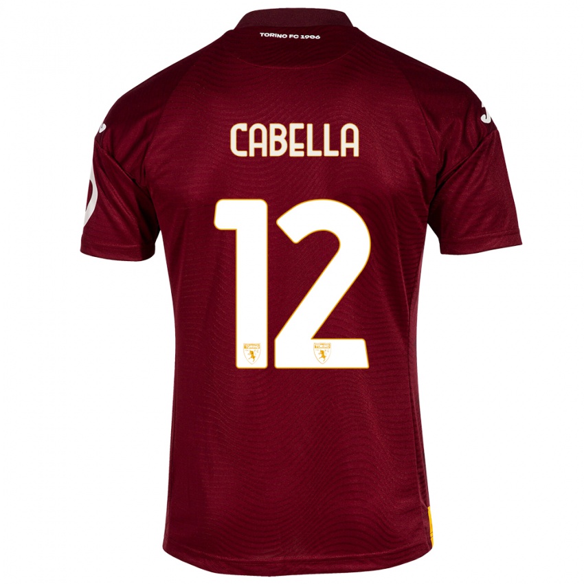 Gyermek Matteo Cabella #12 Sötét Vörös Hazai Jersey 2023/24 Mez Póló Ing