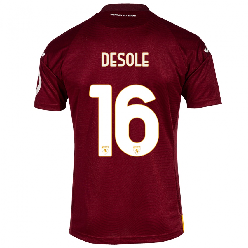 Gyermek Fabio Desole #16 Sötét Vörös Hazai Jersey 2023/24 Mez Póló Ing