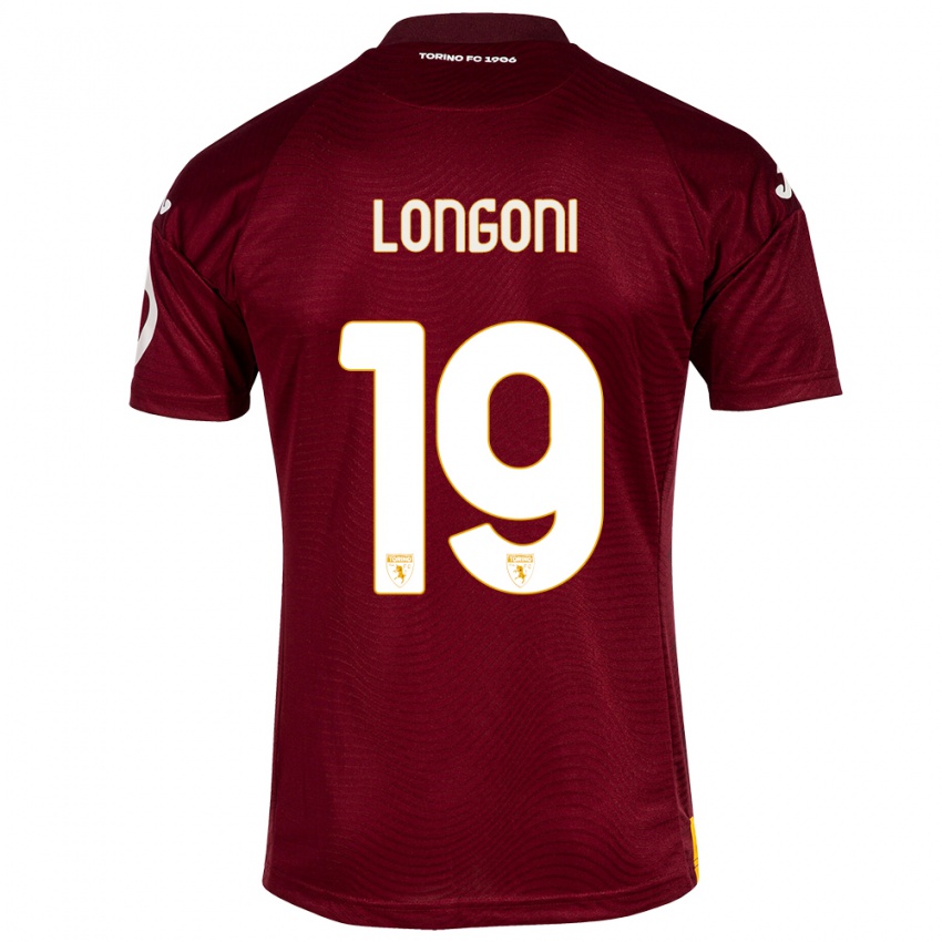 Gyermek Marco Longoni #19 Sötét Vörös Hazai Jersey 2023/24 Mez Póló Ing