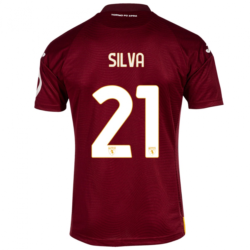 Gyermek Jonathan Silva #21 Sötét Vörös Hazai Jersey 2023/24 Mez Póló Ing