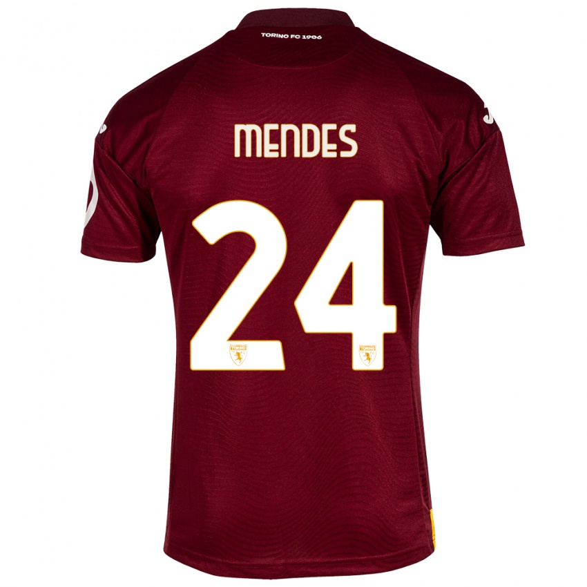 Gyermek Rodrigo Mendes #24 Sötét Vörös Hazai Jersey 2023/24 Mez Póló Ing