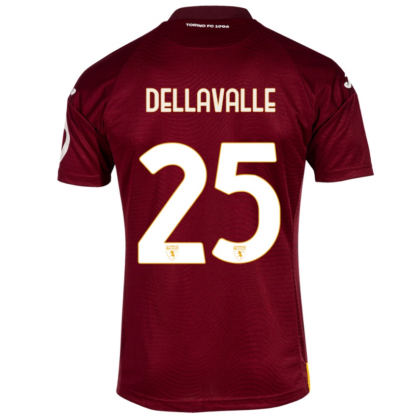 Gyermek Alessandro Dellavalle #25 Sötét Vörös Hazai Jersey 2023/24 Mez Póló Ing