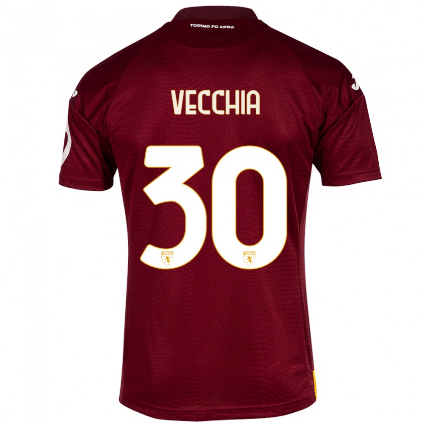 Gyermek Marco Dalla Vecchia #30 Sötét Vörös Hazai Jersey 2023/24 Mez Póló Ing