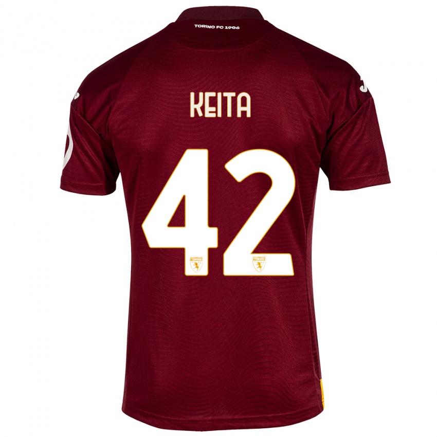 Gyermek Karamoko Keita #42 Sötét Vörös Hazai Jersey 2023/24 Mez Póló Ing