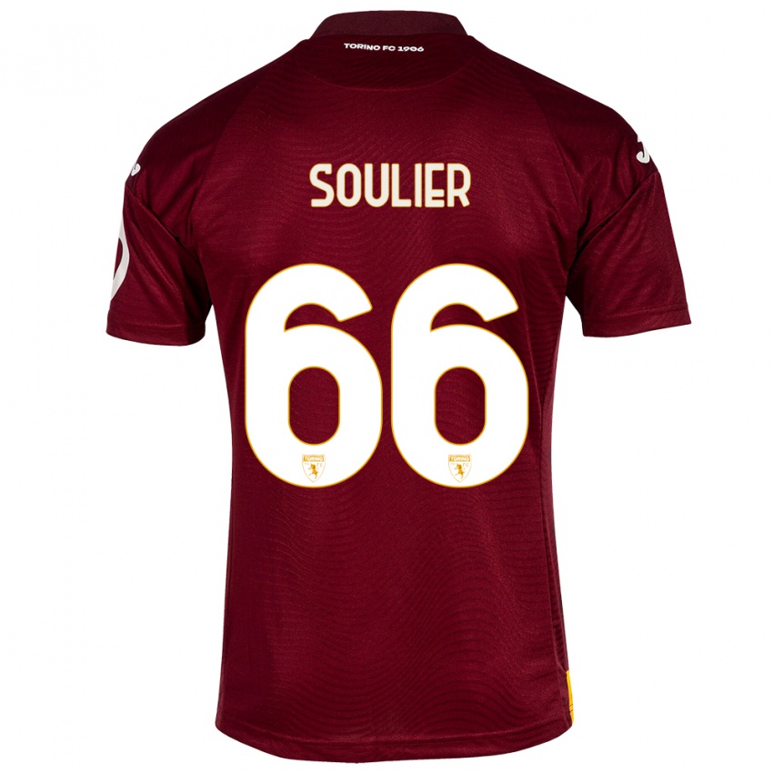 Gyermek Evan Soulier #66 Sötét Vörös Hazai Jersey 2023/24 Mez Póló Ing