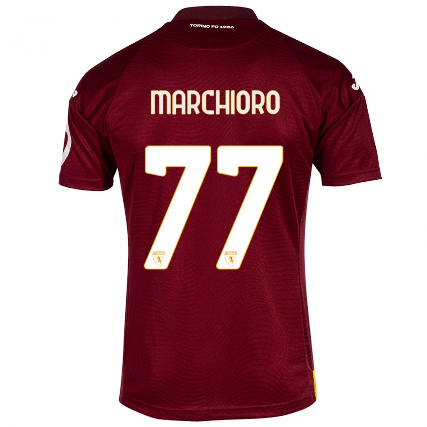 Gyermek Raffaele Marchioro #77 Sötét Vörös Hazai Jersey 2023/24 Mez Póló Ing