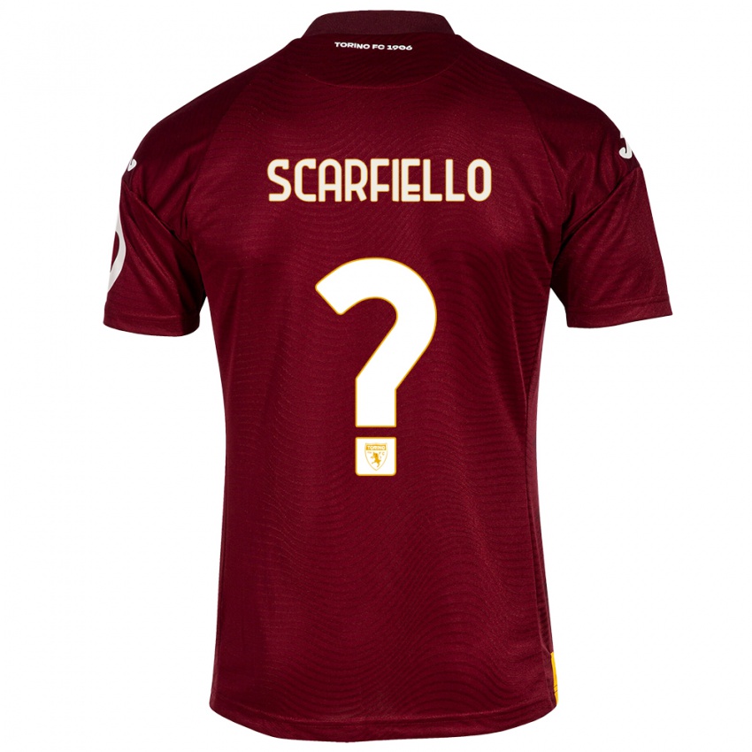 Gyermek Luca Scarfiello #0 Sötét Vörös Hazai Jersey 2023/24 Mez Póló Ing