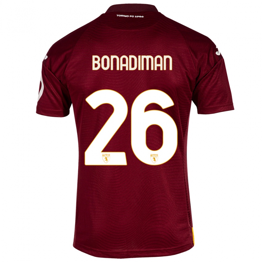 Gyermek Matteo Bonadiman #26 Sötét Vörös Hazai Jersey 2023/24 Mez Póló Ing