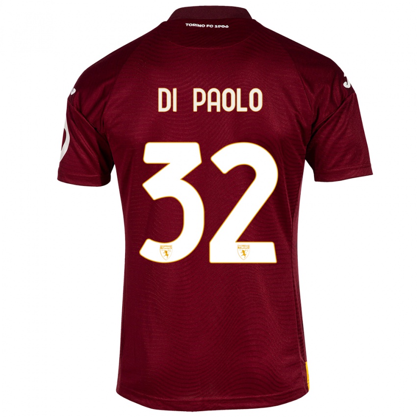 Gyermek Sebastiano Di Paolo #32 Sötét Vörös Hazai Jersey 2023/24 Mez Póló Ing