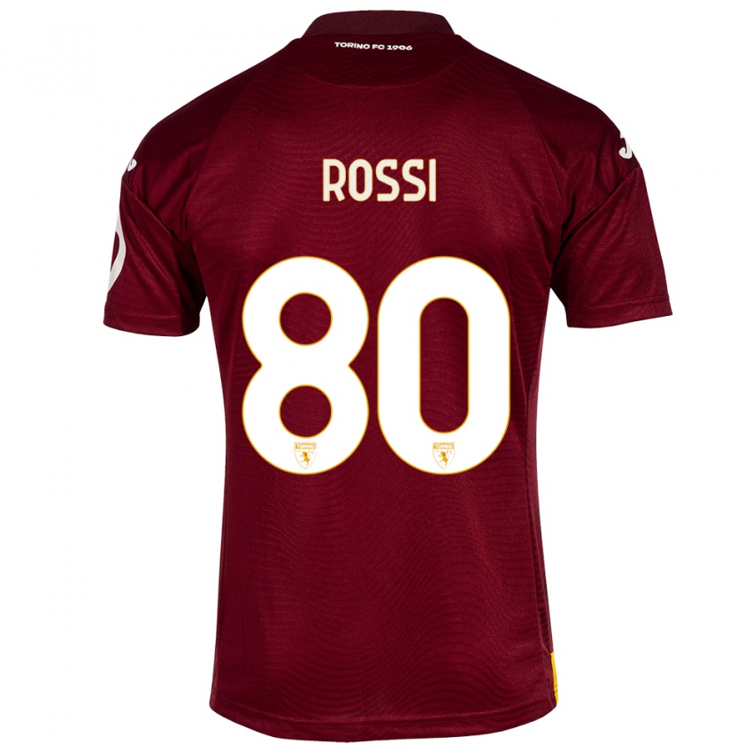 Gyermek Simone Rossi #80 Sötét Vörös Hazai Jersey 2023/24 Mez Póló Ing