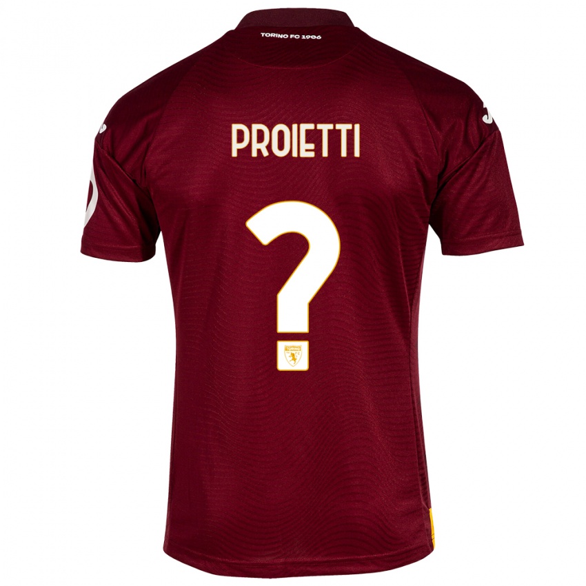 Gyermek Riccardo Proietti #0 Sötét Vörös Hazai Jersey 2023/24 Mez Póló Ing