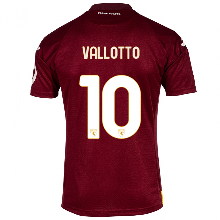 Gyermek Greta Vallotto #10 Sötét Vörös Hazai Jersey 2023/24 Mez Póló Ing