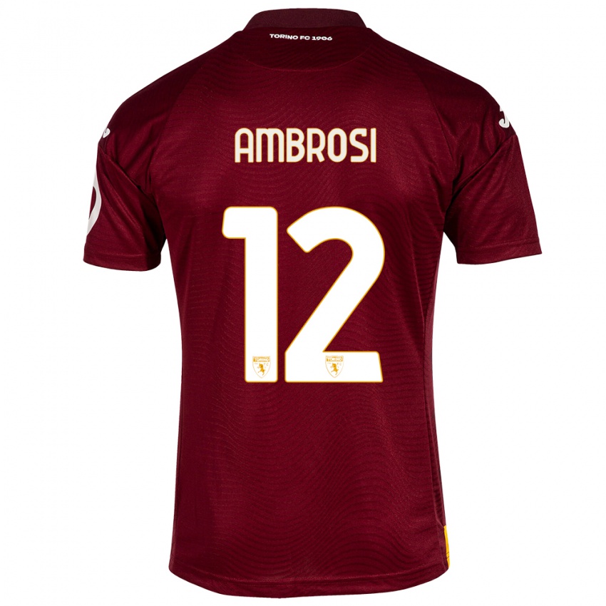 Gyermek Martina Ambrosi #12 Sötét Vörös Hazai Jersey 2023/24 Mez Póló Ing