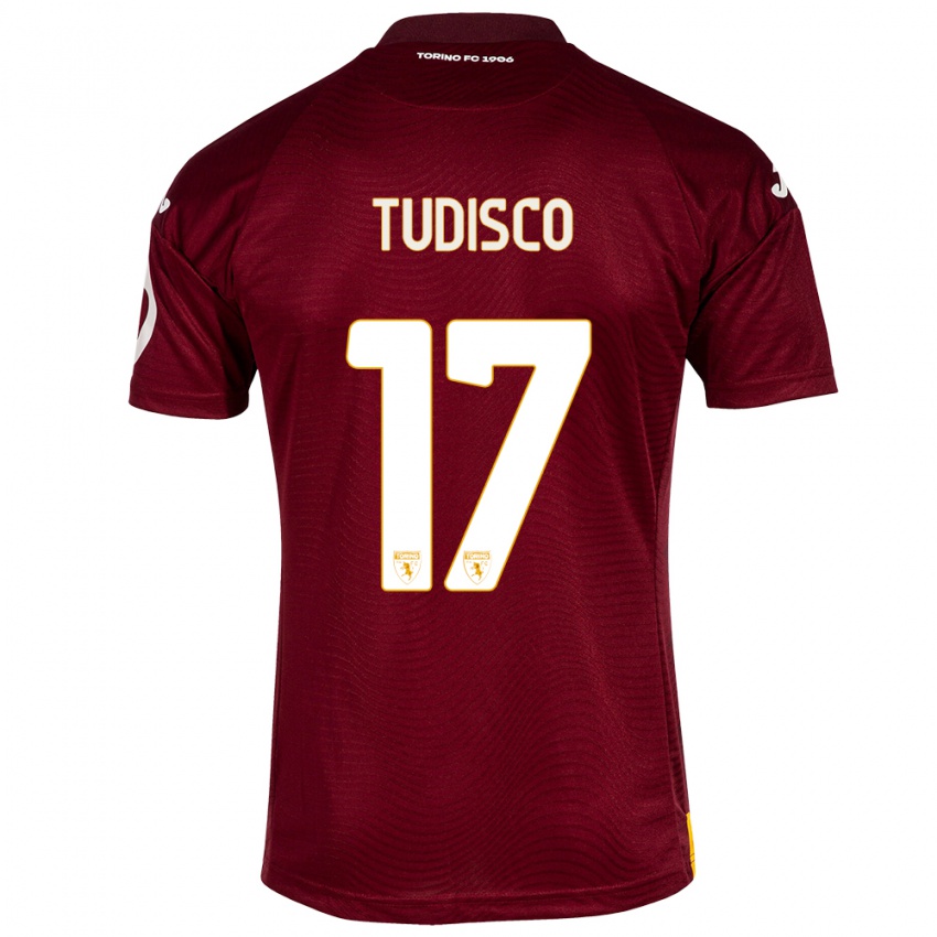 Gyermek Giorgia Tudisco #17 Sötét Vörös Hazai Jersey 2023/24 Mez Póló Ing