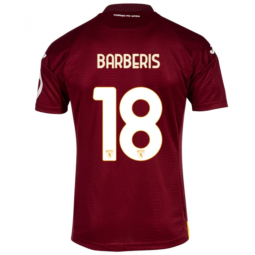 Gyermek Laura Barberis #18 Sötét Vörös Hazai Jersey 2023/24 Mez Póló Ing