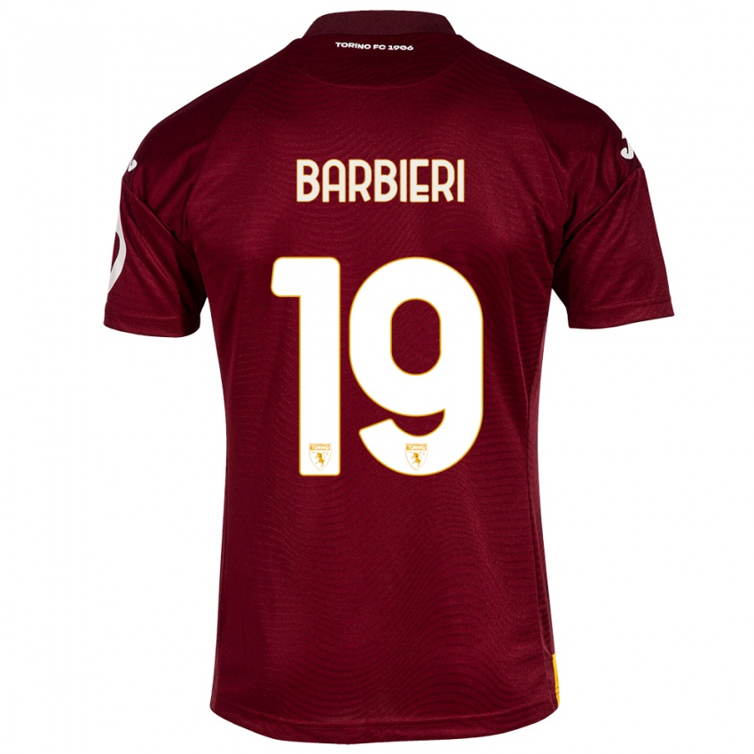 Gyermek Raffaella Barbieri #19 Sötét Vörös Hazai Jersey 2023/24 Mez Póló Ing