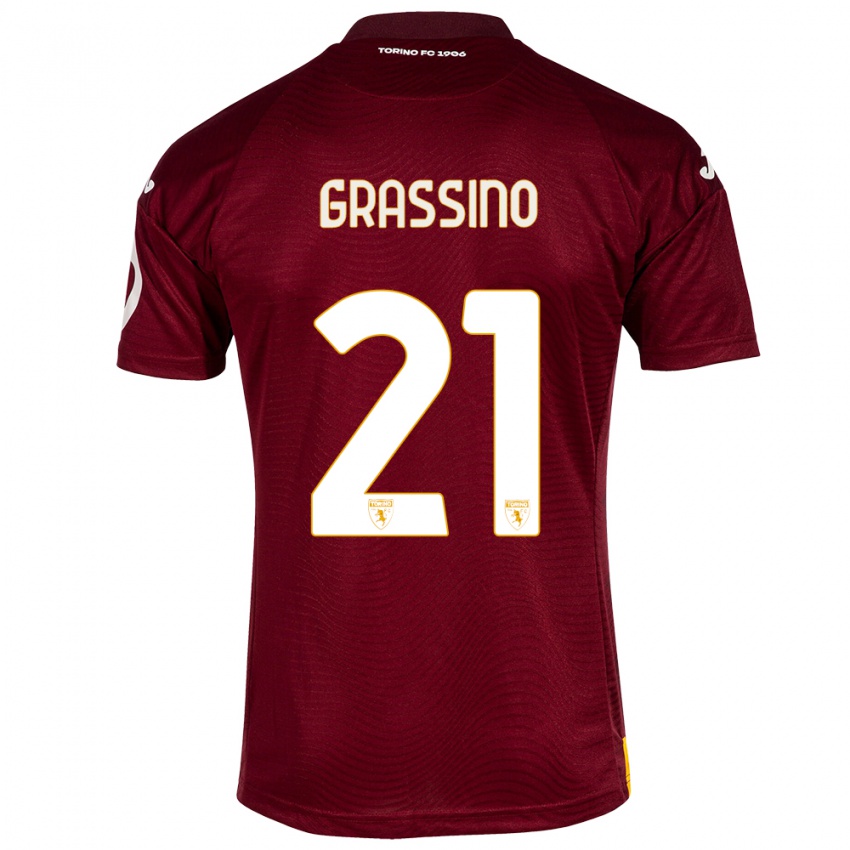 Gyermek Giulia Grassino #21 Sötét Vörös Hazai Jersey 2023/24 Mez Póló Ing