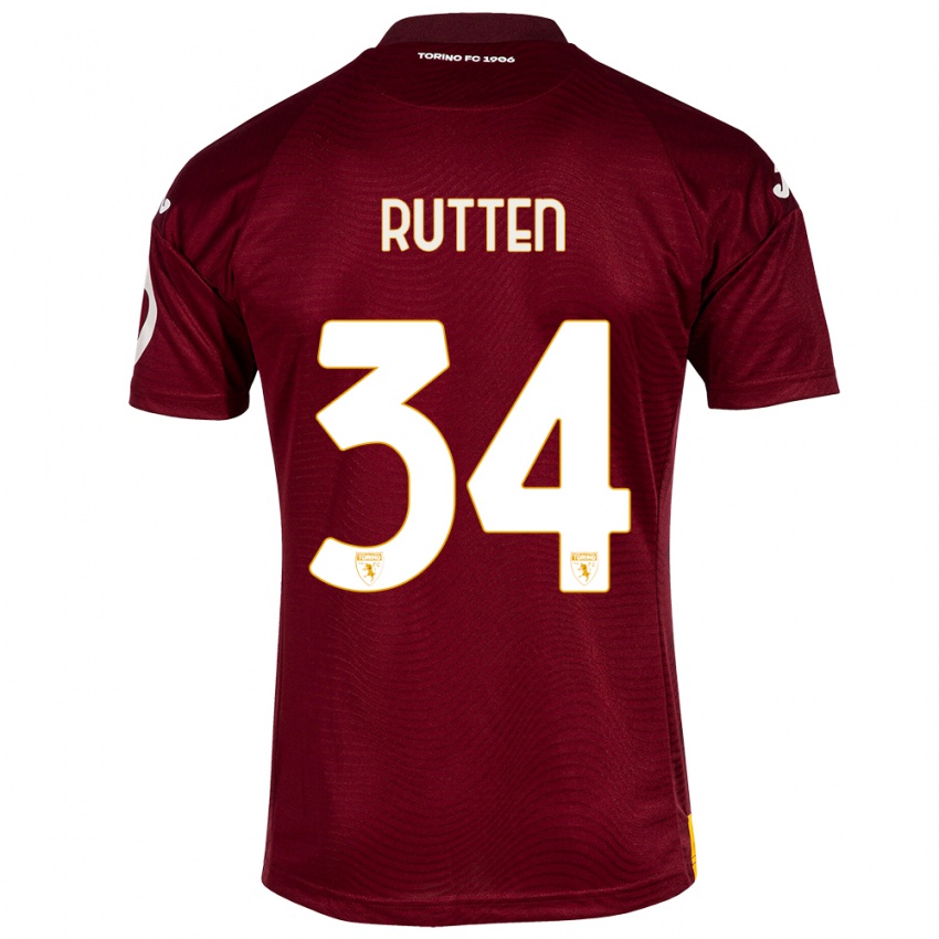 Gyermek Jill Rutten #34 Sötét Vörös Hazai Jersey 2023/24 Mez Póló Ing