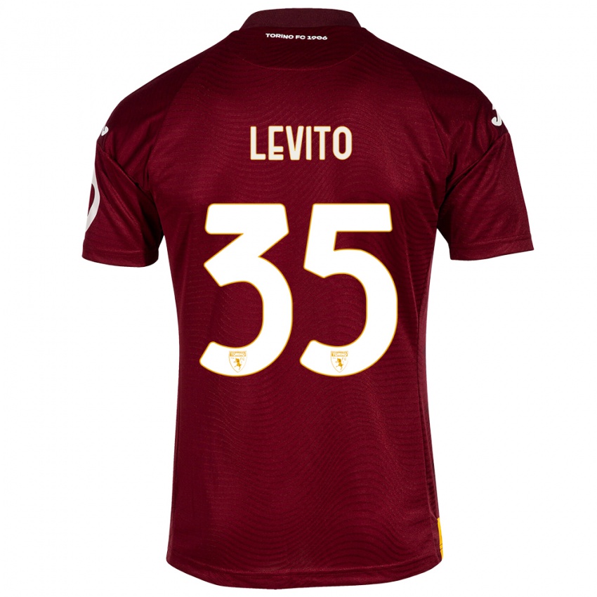 Gyermek Isabeau Levito #35 Sötét Vörös Hazai Jersey 2023/24 Mez Póló Ing