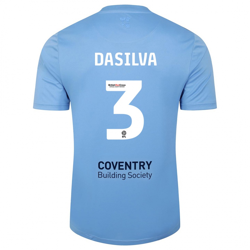 Gyermek Jay Dasilva #3 Égszínkék Hazai Jersey 2023/24 Mez Póló Ing