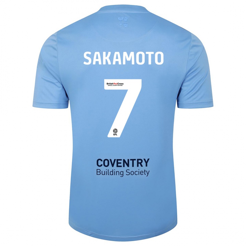 Gyermek Tatsuhiro Sakamoto #7 Égszínkék Hazai Jersey 2023/24 Mez Póló Ing